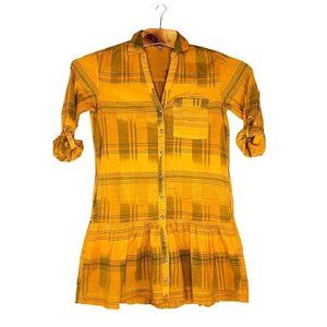 Pilcro Anthropologie Button Up Dress Women's Orange Plaid Size Medium